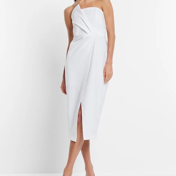 Express Bridal Statement Bow Midi Dress Sz 8 Wedding Dress NWT - Picture 1 of 7